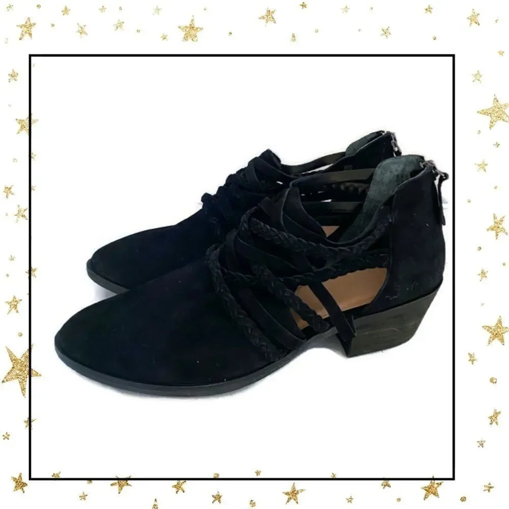 Caslon Black Suede Leather Braided Booties 9 9M